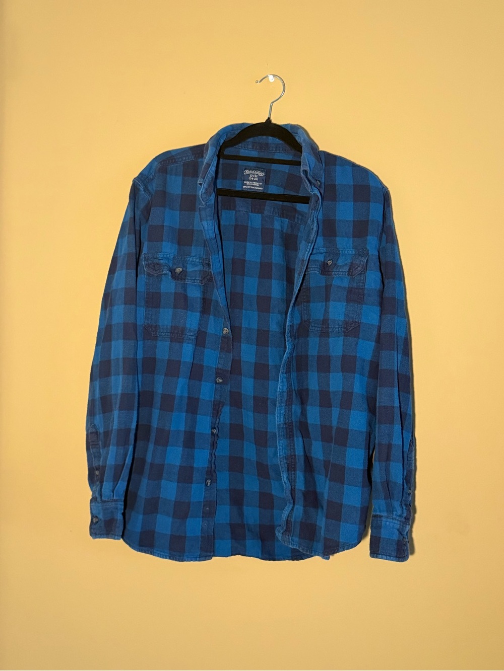 Faded Glory Blue Plaid Button-Down Shirt